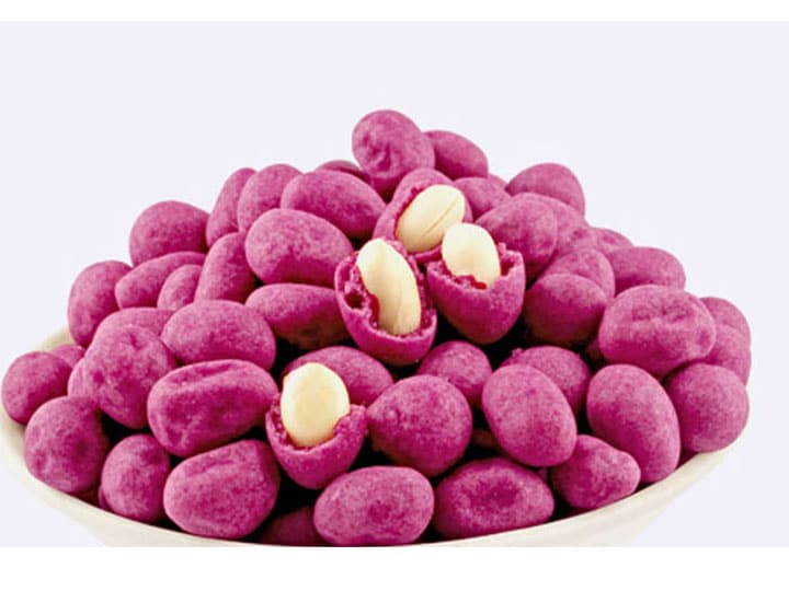 Cacahuètes enrobées de poudre de patate douce violette