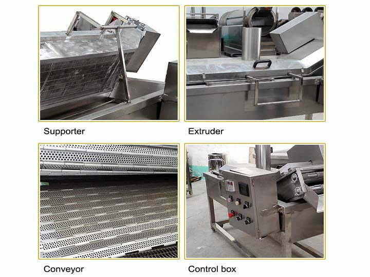 Structure details of automatic conveyor frying machine