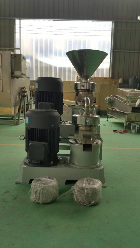 Sideview of peanut butter grinding machine