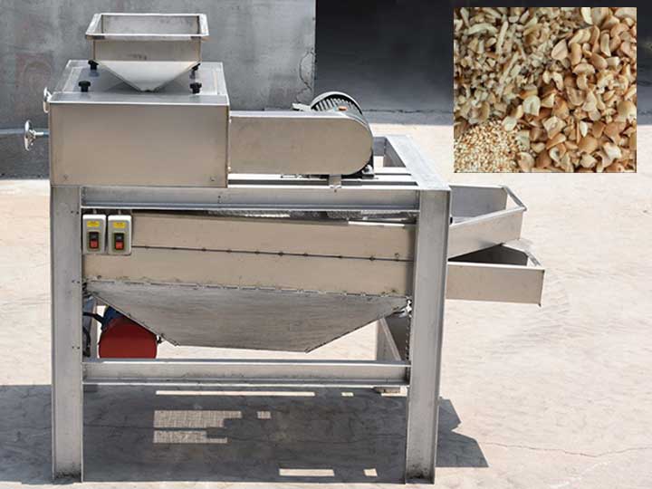 máquina cortadora de amendoim com amendoim picado